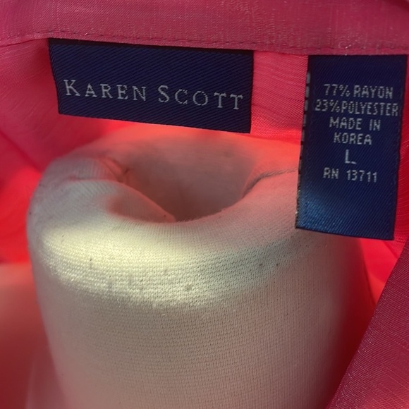 *NWT Karen Scott Pink Sleeveless Blouse Size L - Picture 3 of 3